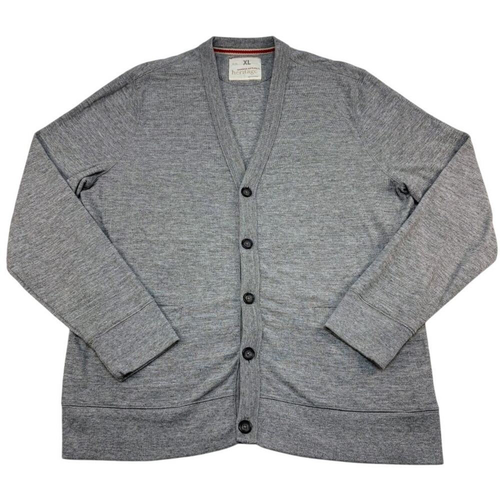 Banana Republic Cardigan Heritage Collection Fleece V Neck Pockets Gray Size XL